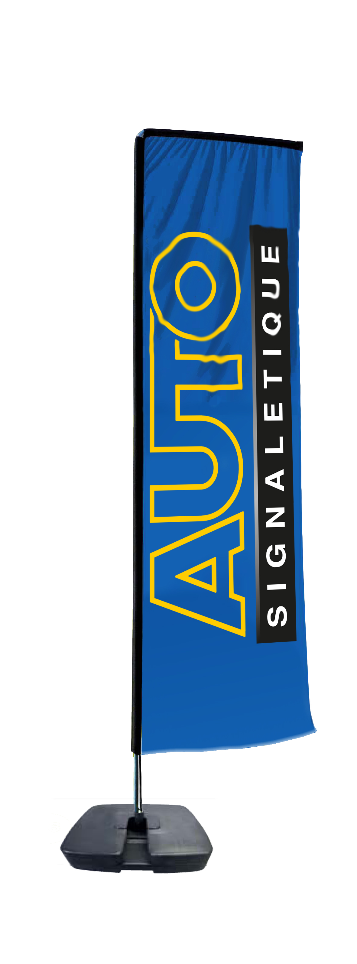 Kit mât salta 3.40 m avec voile 2.50 m personnalisée et pied lesté - Autosignal&eacute;tique