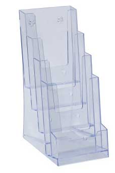 Présentoir plexiglas a6 4 compartiments ask444 avec bac cartes de visite - Autosignal&eacute;tique