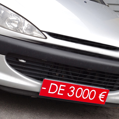 Cache plaque d'immatriculation avantage rouge - de 3000 €