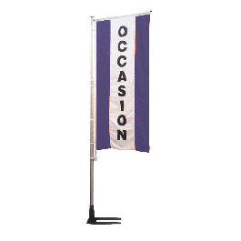 Kit mat et drapeau Occasion bleu à bandes latérales 4 m - Autosignalétique