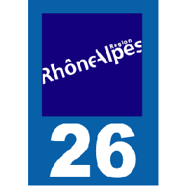 Lot De 4 Autocollants Plaques Immatriculation Département 26 Drôme - Logo Rhône-Alpes, Dimensions Officielles