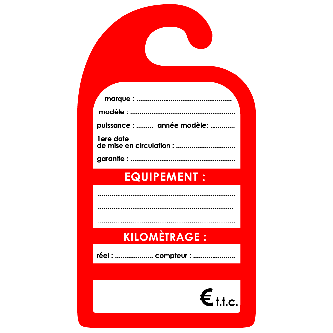 affiche de prix rétroviseur carton coloris rouge