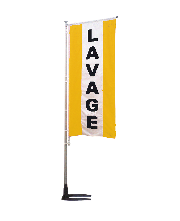 Kit mat et drapeau garage jaune à bandes latérales 4 m - Autosignalétique