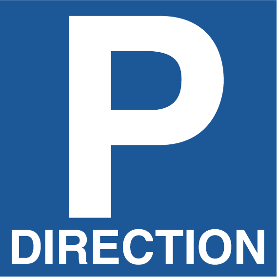 Panneau de parking direction à commander parmi la gamme de panneaux parking PVC d'Autosignalétique