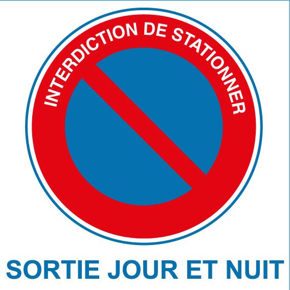 Autocollant interdiction de stationner jour et nuit à commander en ligne chez Autosignalétique