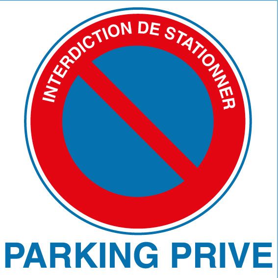 Autocollant interdiction de stationner parking privé en vente chez Autosignalétique dans différents formats