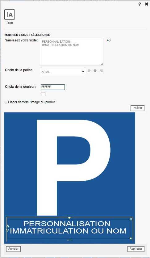 personnalisation en ligne de panneaux parking