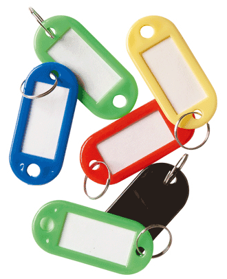 Porte clef avec assortiments de couleurs avec étiquettes le lot de 100
