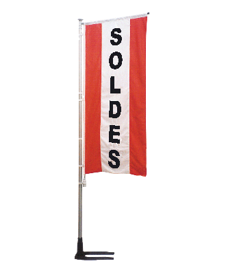 bannière Soldes rouge à bandes latérales