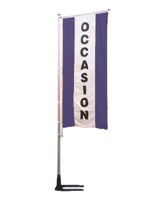 Kit mât et drapeau Occasion bleu à bandes latérales 5.5 m