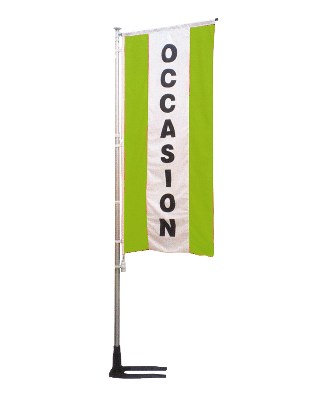 Kit mat et drapeau OCCASION vert à bandes latérales 6 m