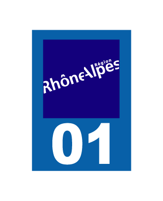 Autocollant plaque immatriculation Rhône Alpes 01