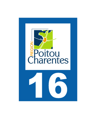 Autocollant plaque immatriculation Poitou-Charentes 16