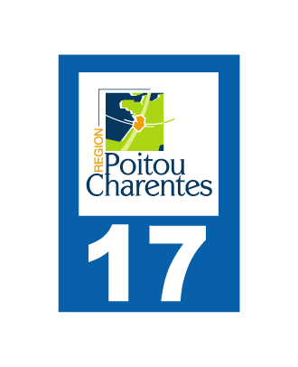 Autocollant plaque immatriculation Poitou-Charentes 17