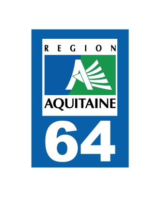 Autocollant plaque immatriculation Aquitaine 64 Pyrénnées Atlantique