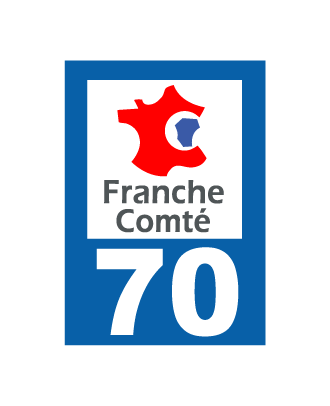 Autocollant plaque immatriculation Franche Comté 70, Haute Saone