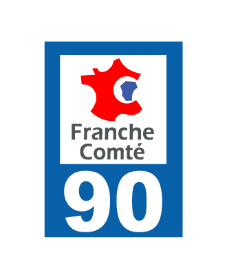Autocollant plaque immatriculation Franche Comté 90 Territoire de Belfort