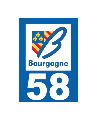 Autocollant plaque immatriculation Bourgogne 58 Nièvre