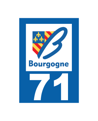 Autocollant plaque immatriculation Bourgogne 71 Saone et Loire