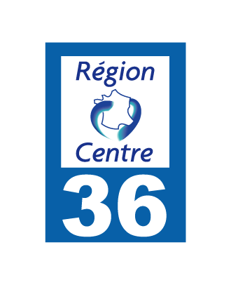 Autocollant plaque immatriculation Région Centre 36 Indre