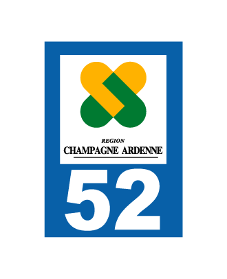 Autocollant plaque immatriculation Champagne Ardennes 52 Haute Marne