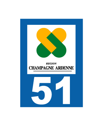 Autocollant plaque immatriculation Champagne Ardennes 51 Marne