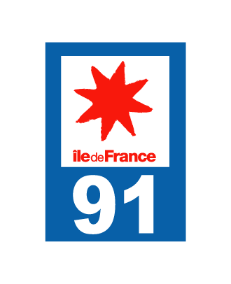Autocollant plaque immatriculation Ile de France 91 Essonne