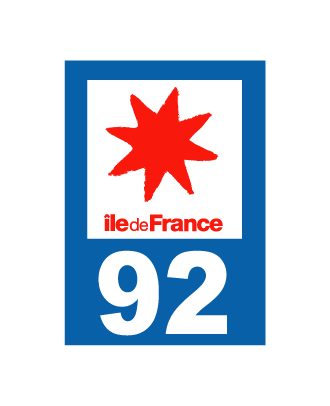 Autocollant plaque immatriculation Ile de France 92 haut de Seine