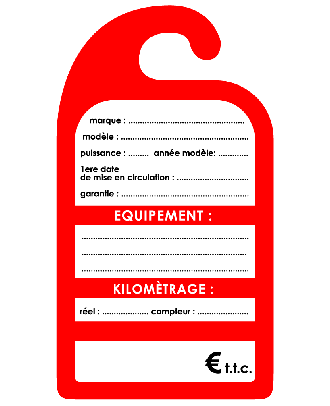 affiche de prix rétroviseur carton coloris rouge