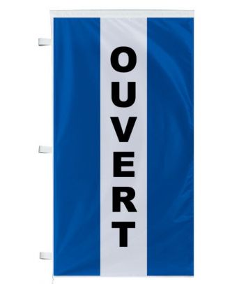 Bannière Ouvert bleue à bandes latérales