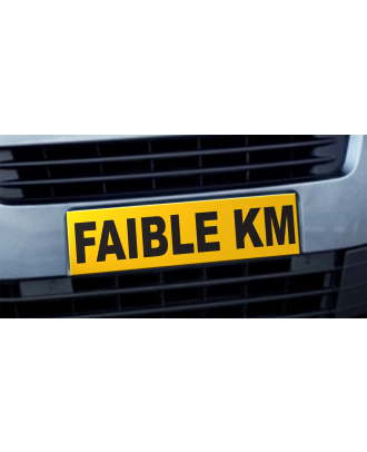 Cache plaque d'immatriculation avantage Faible Kilométrage jaune et noir