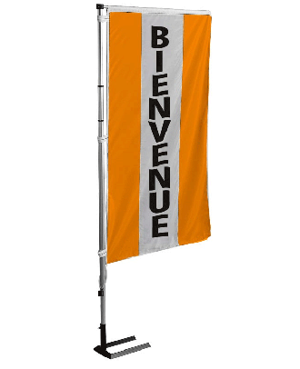 Kit mat et drapeau bienvenue orange à bandes latérales 5.5 m
