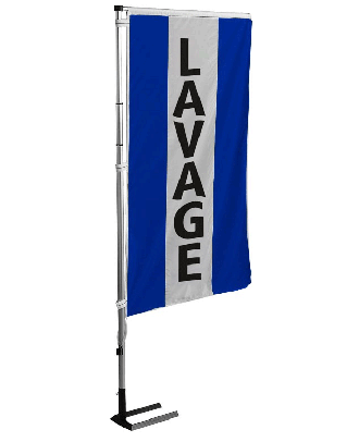 Kit mat et drapeau Lavage Bleu à bandes latérales 4 m de travers