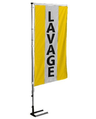 Kit mat et drapeau Lavage Jaune à bandes latérales 4 m de travers