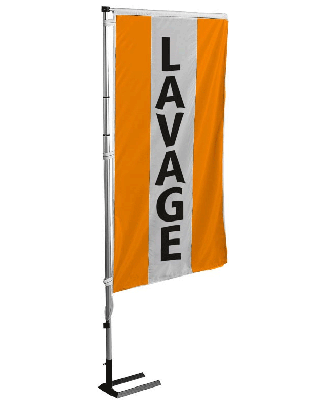 Kit mât et drapeau LAVAGE Orange à bandes latérales 5.5 m