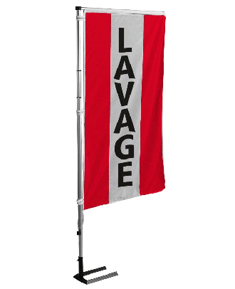Kit mat et drapeau Lavage rouge à bandes latérales 5.5 m de travers