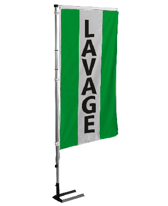 Kit mât et drapeau LAVAGE Vert à bandes latérales 5.5 m de travers