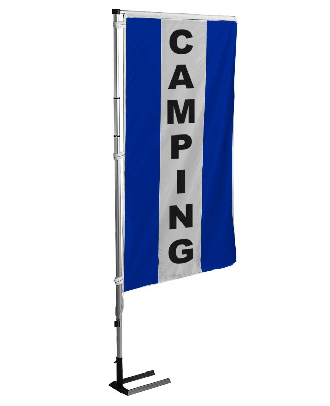 Kit mat et drapeau camping bleu à bandes latérales 5.5 m