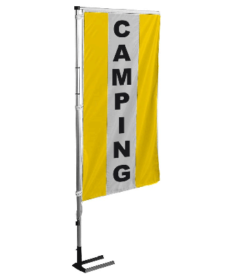 Kit mat et drapeau Camping Jaune à bandes latérales 4 m