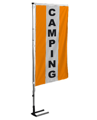 Kit mat et drapeau Camping orange à bandes latérales 6 m