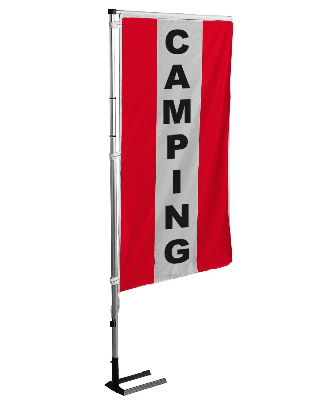 Kit mat et drapeau Camping rouge à bandes latérales 4 m