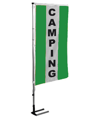 Kit mat et drapeau Camping Vert à bandes latérales 5.5 m