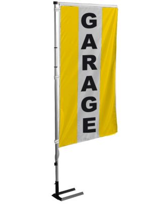 Kit mât et drapeau Garage jaune à bandes latérales 6 m