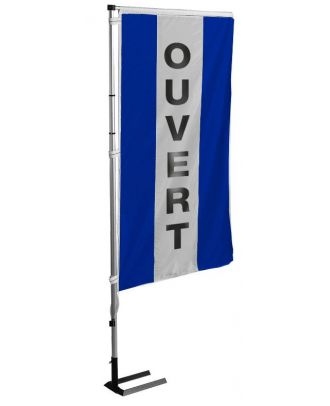 Kit mat et drapeau ouvert bleu à bandes latérales 4 m
