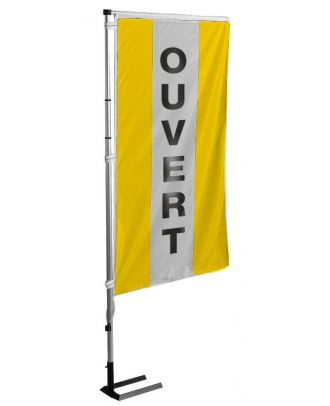 Kit mat et drapeau OUVERT jaune à bandes latérales 6 m