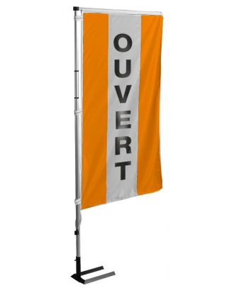 Kit mat et drapeau Ouvert orange à bandes latérales 5.5 m