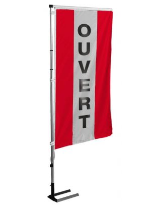 Kit mat et drapeau ouvert rouge à bandes latérales 4 m