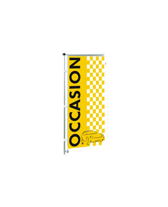 Kit mat et drapeau occasion éco jaune et noir à damiers 6 m