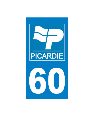 Autocollant plaque immatriculation Picardie 60 Oise