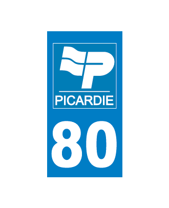 Autocollant plaque immatriculation Picardie 80 Somme